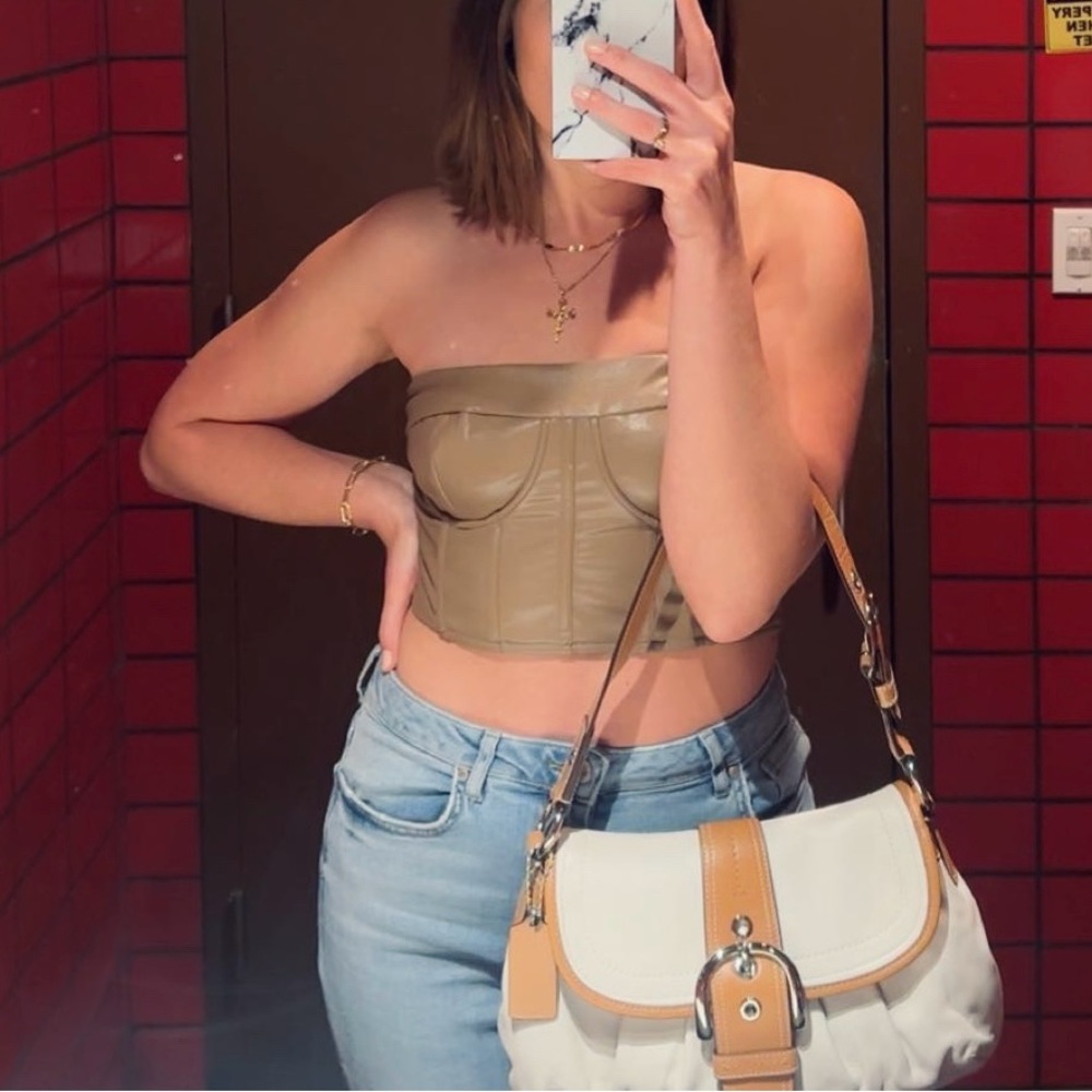 Forever 21 Brown Pleather Corset Style Tube Top